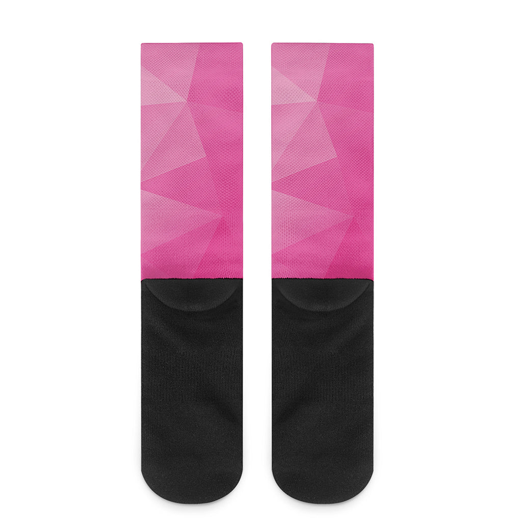 Pink Polygonal Geometric Print Crew Socks