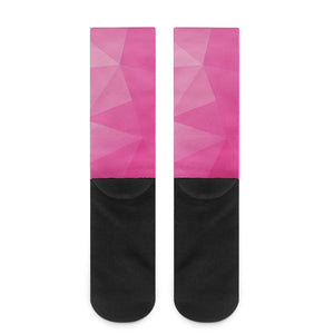 Pink Polygonal Geometric Print Crew Socks