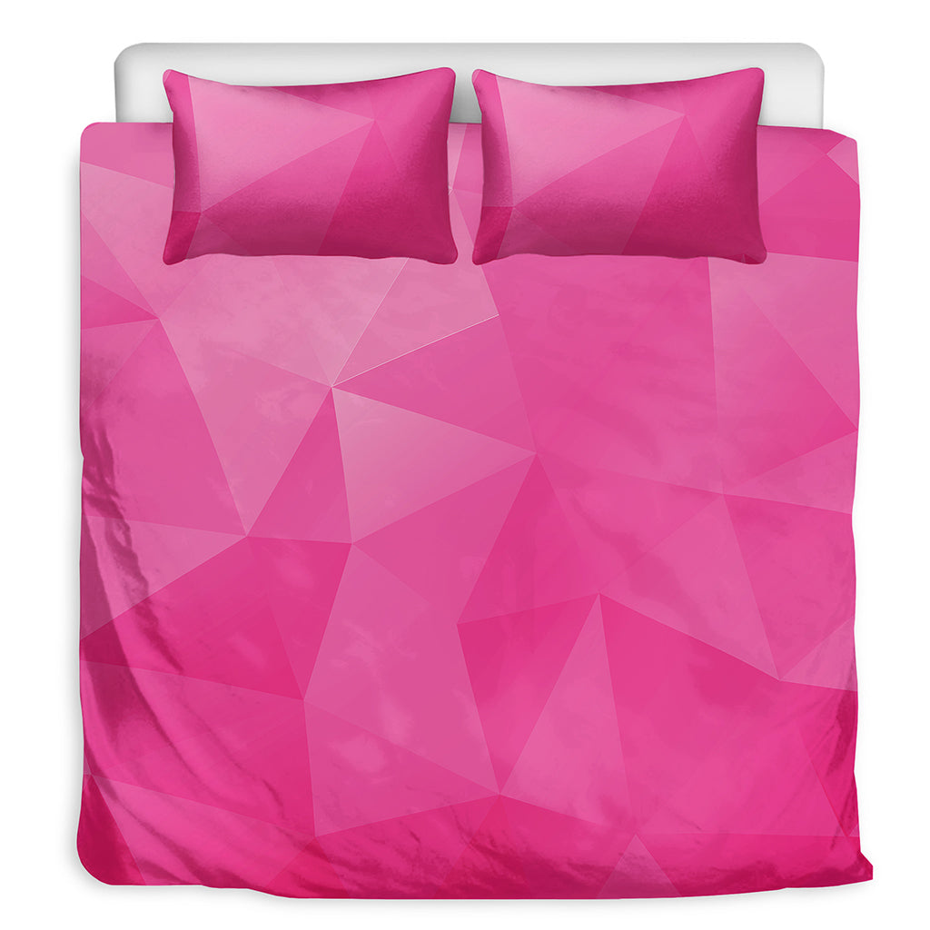 Pink Polygonal Geometric Print Duvet Cover Bedding Set