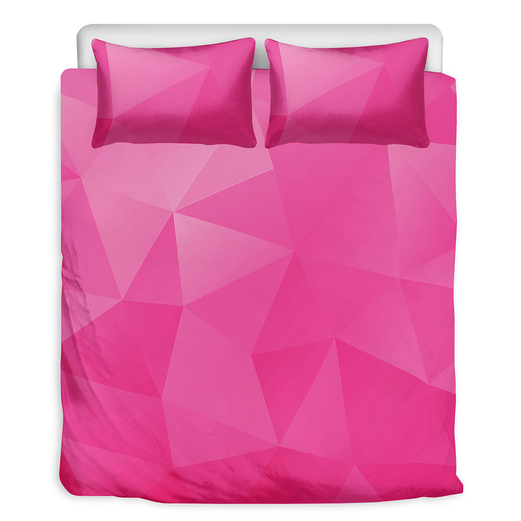 Pink Polygonal Geometric Print Duvet Cover Bedding Set
