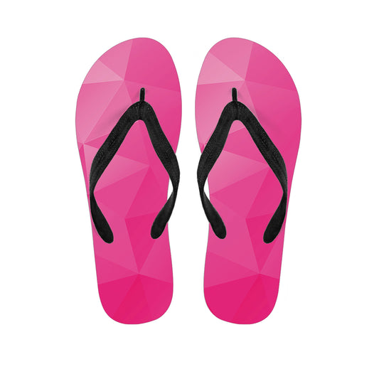 Pink Polygonal Geometric Print Flip Flops