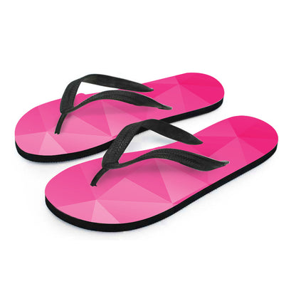 Pink Polygonal Geometric Print Flip Flops