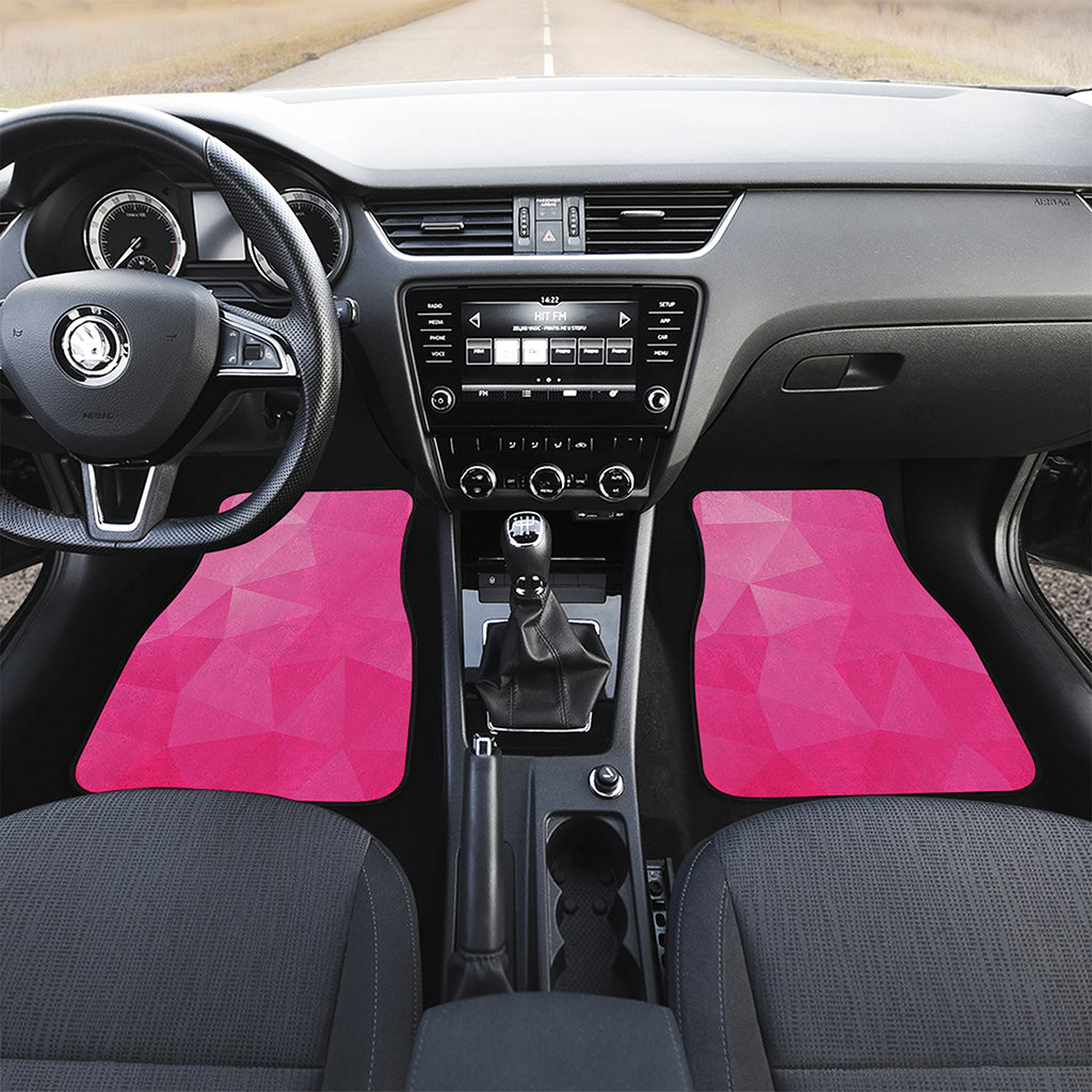 Pink Polygonal Geometric Print Front and Back Car Floor Mats