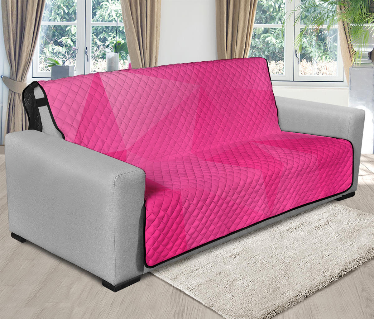 Pink Polygonal Geometric Print Futon Protector