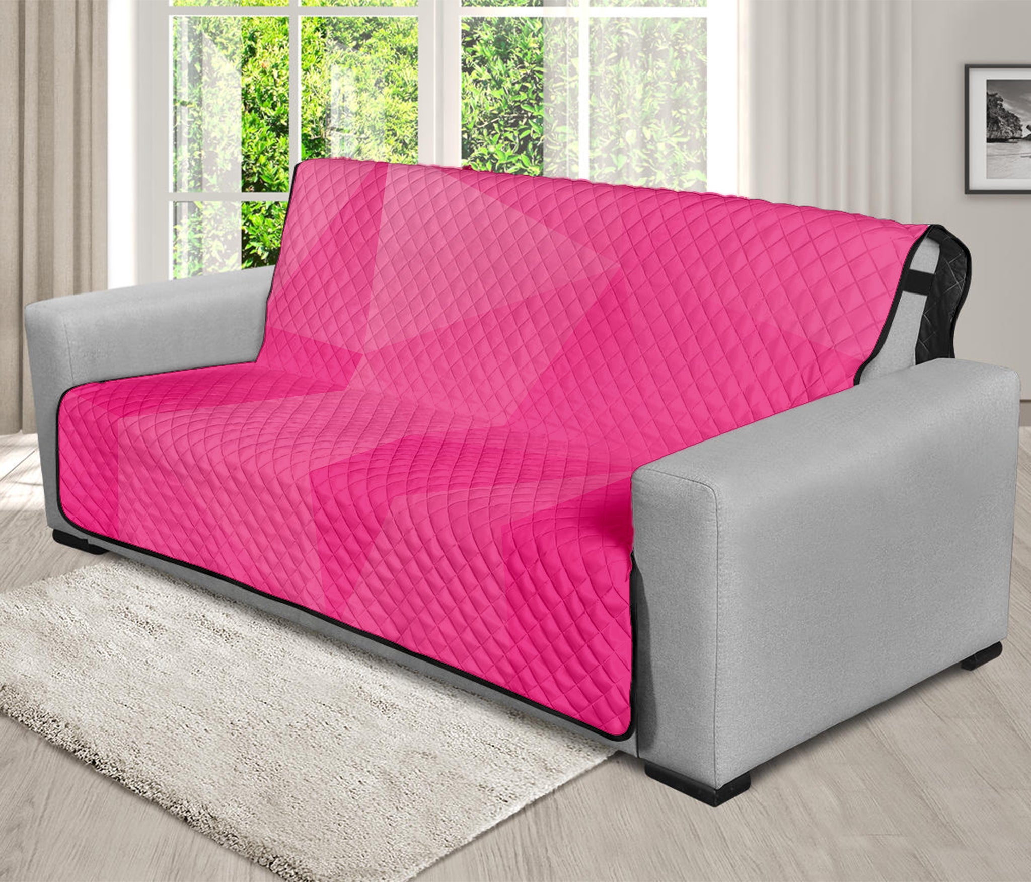 Pink Polygonal Geometric Print Futon Protector