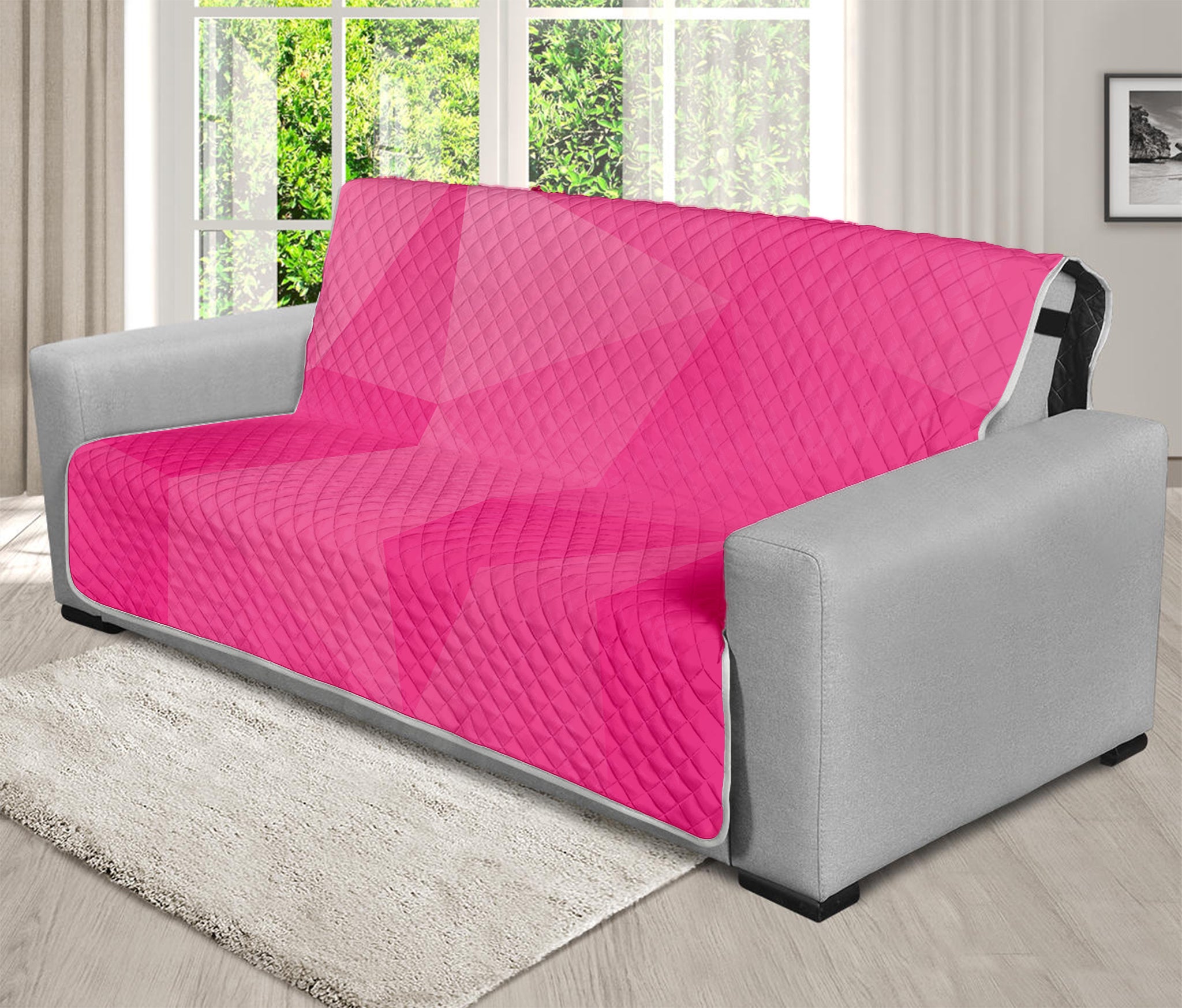 Pink Polygonal Geometric Print Futon Protector