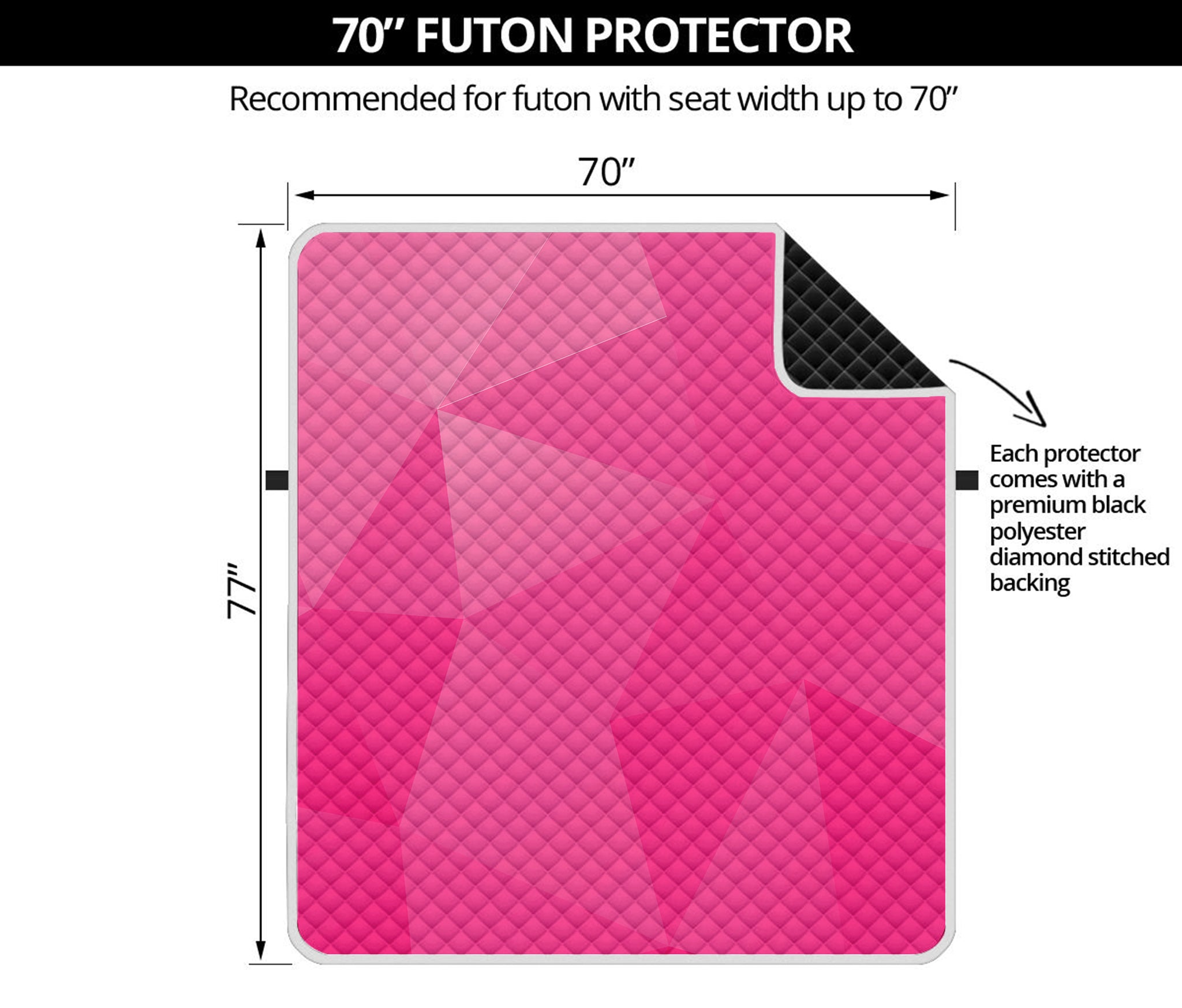 Pink Polygonal Geometric Print Futon Protector