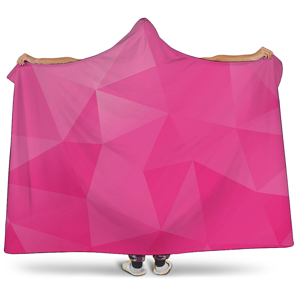 Pink Polygonal Geometric Print Hooded Blanket