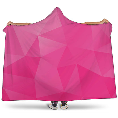 Pink Polygonal Geometric Print Hooded Blanket