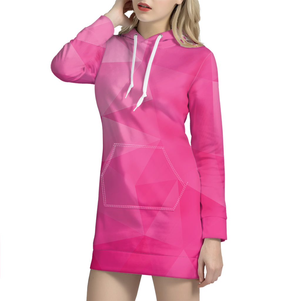 Pink Polygonal Geometric Print Hoodie Dress