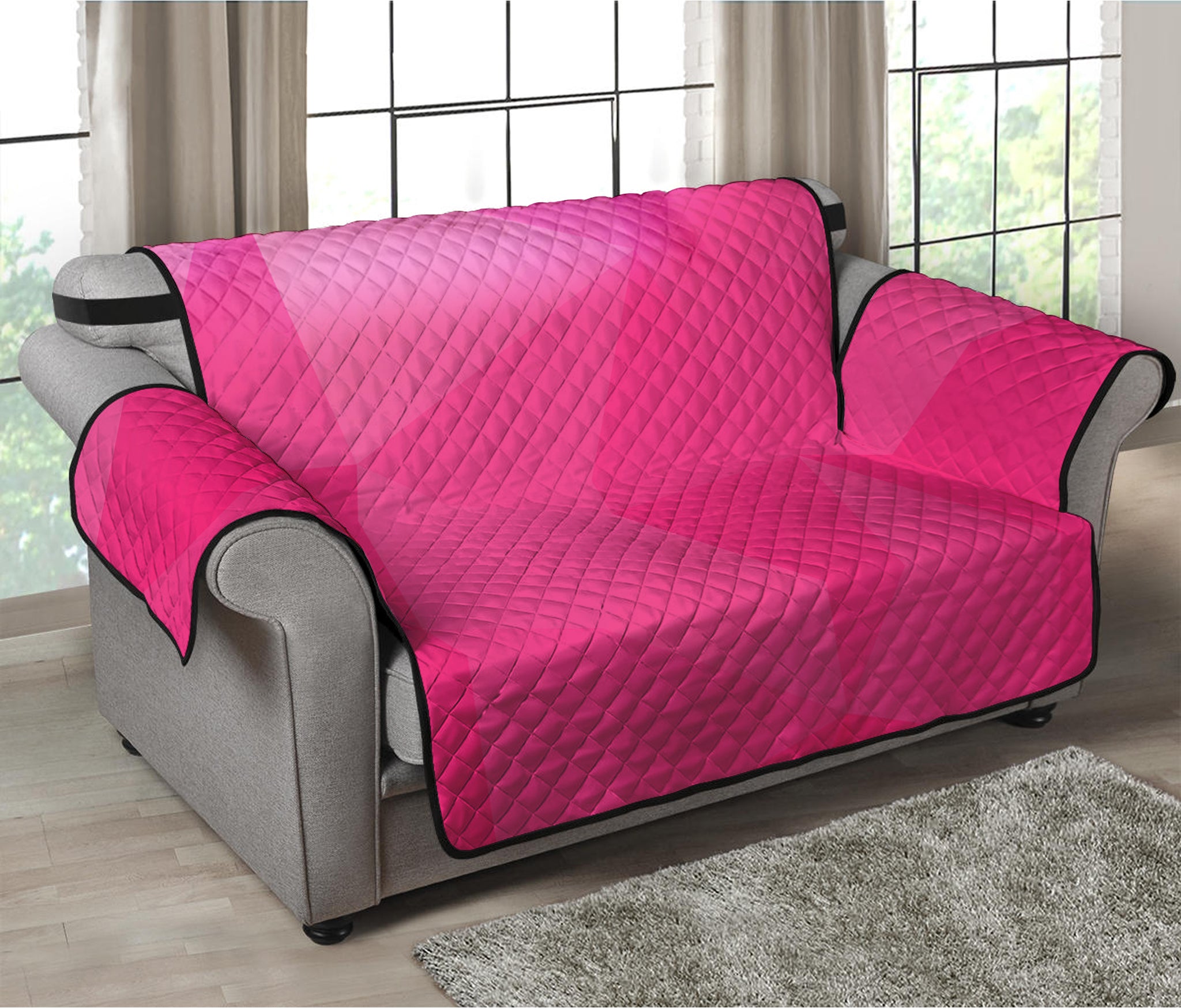 Pink Polygonal Geometric Print Loveseat Protector