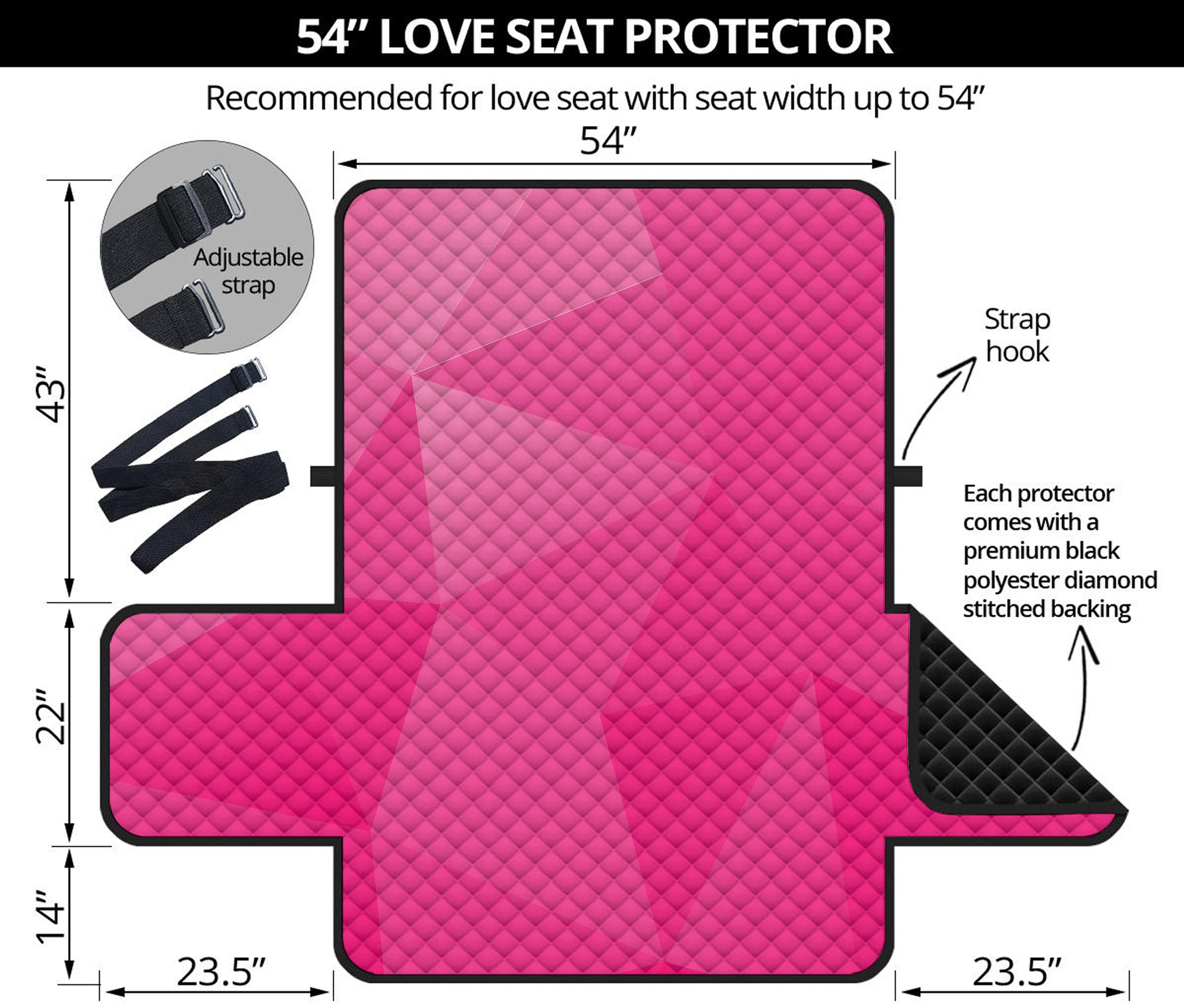 Pink Polygonal Geometric Print Loveseat Protector