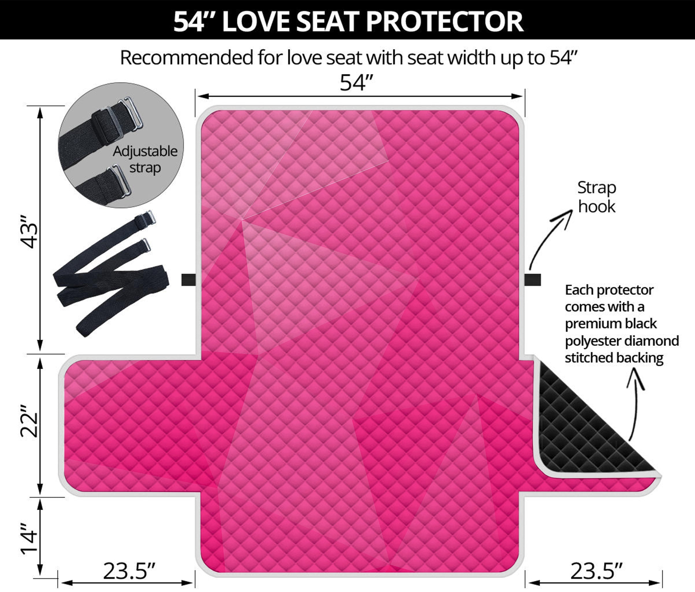 Pink Polygonal Geometric Print Loveseat Protector