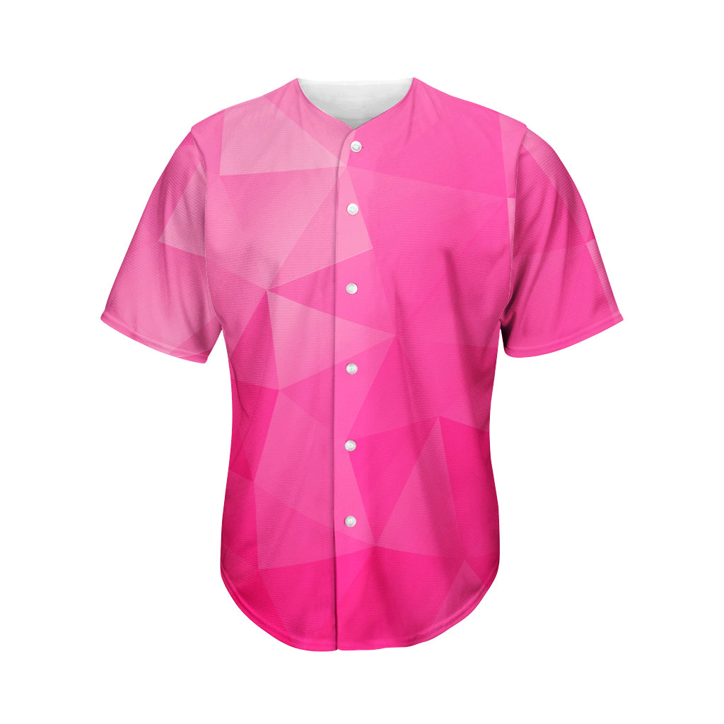 Pink Polygonal Geometric Print Men's Baseball Jersey