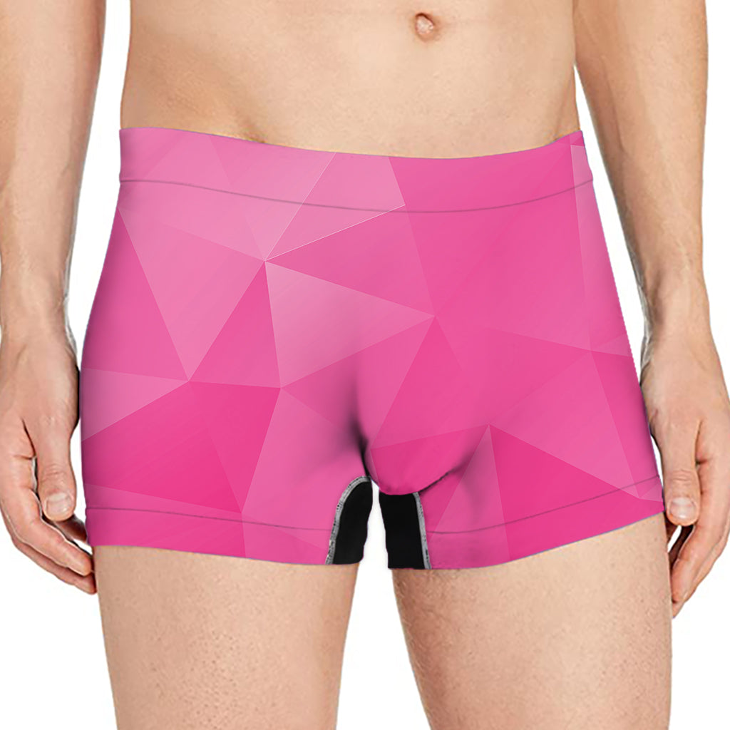 Pink Polygonal Geometric Print Men's Boxer Briefs
