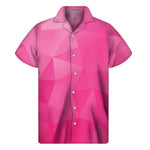 Pink Polygonal Geometric Print Men's Short Sleeve Shirt