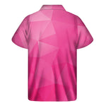 Pink Polygonal Geometric Print Men's Short Sleeve Shirt
