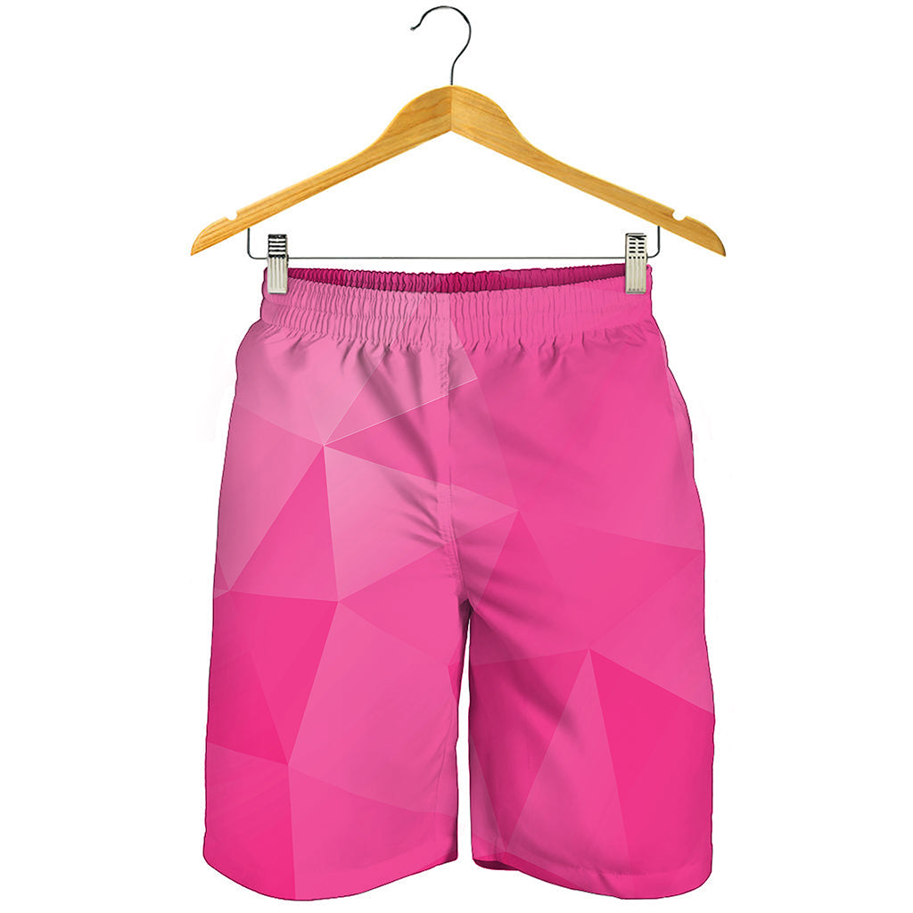 Pink Polygonal Geometric Print Men's Shorts