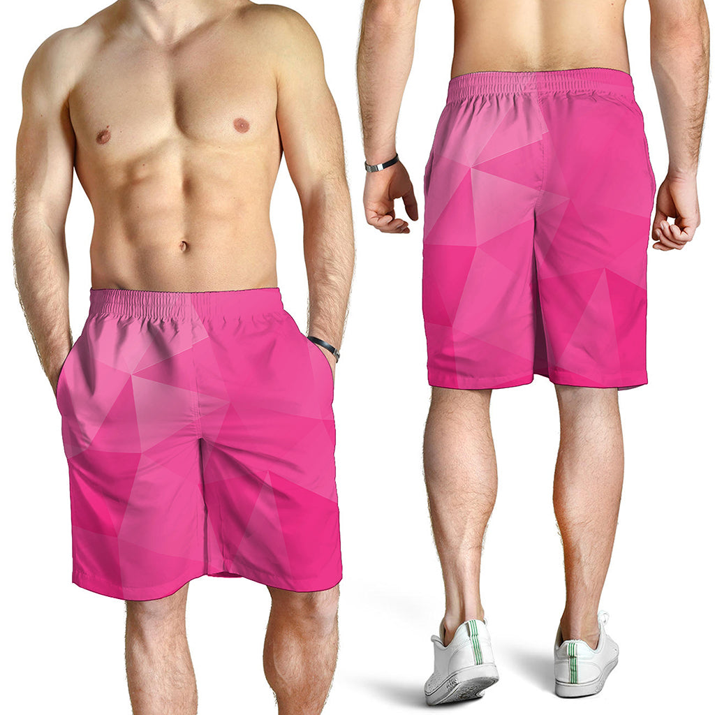 Pink Polygonal Geometric Print Men's Shorts
