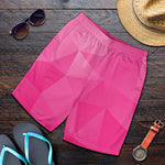 Pink Polygonal Geometric Print Men's Shorts