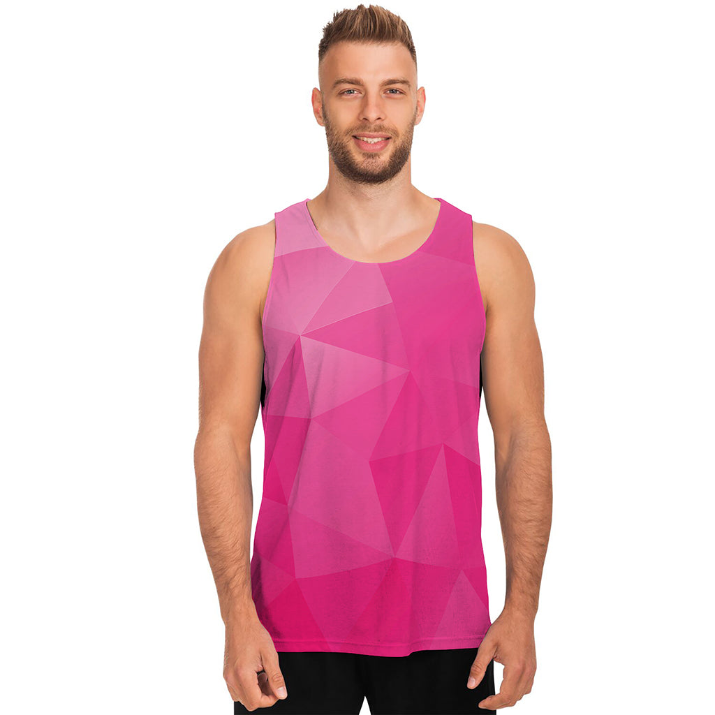 Pink Polygonal Geometric Print Men's Tank Top