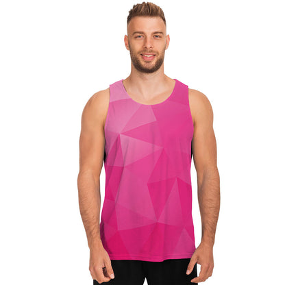 Pink Polygonal Geometric Print Men's Tank Top