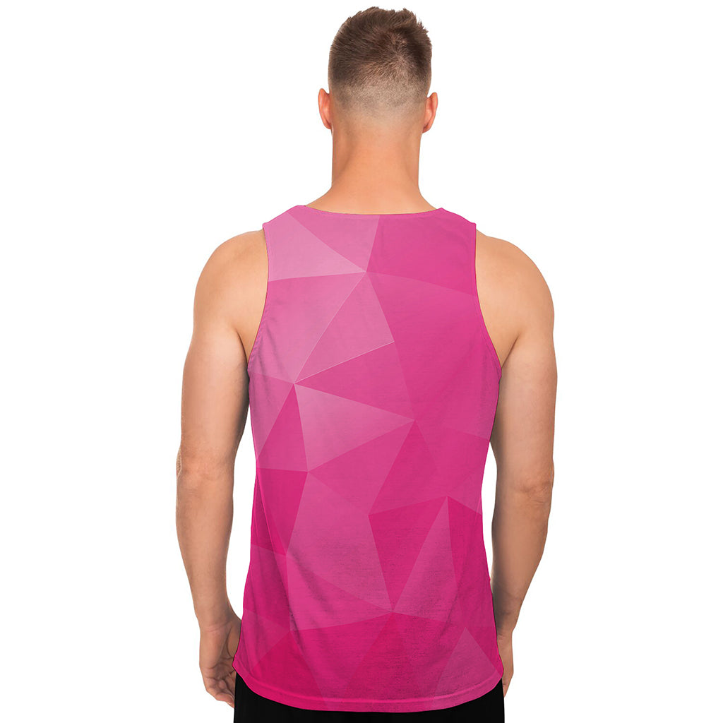 Pink Polygonal Geometric Print Men's Tank Top