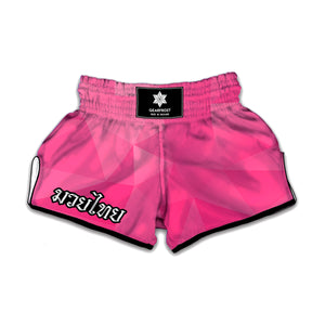 Pink Polygonal Geometric Print Muay Thai Boxing Shorts