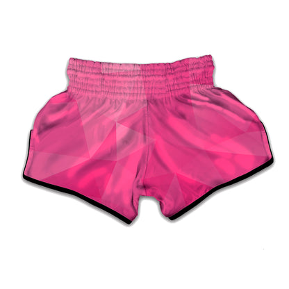 Pink Polygonal Geometric Print Muay Thai Boxing Shorts