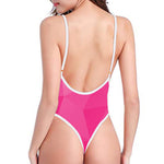 Pink Polygonal Geometric Print One Piece High Cut Swimsuit