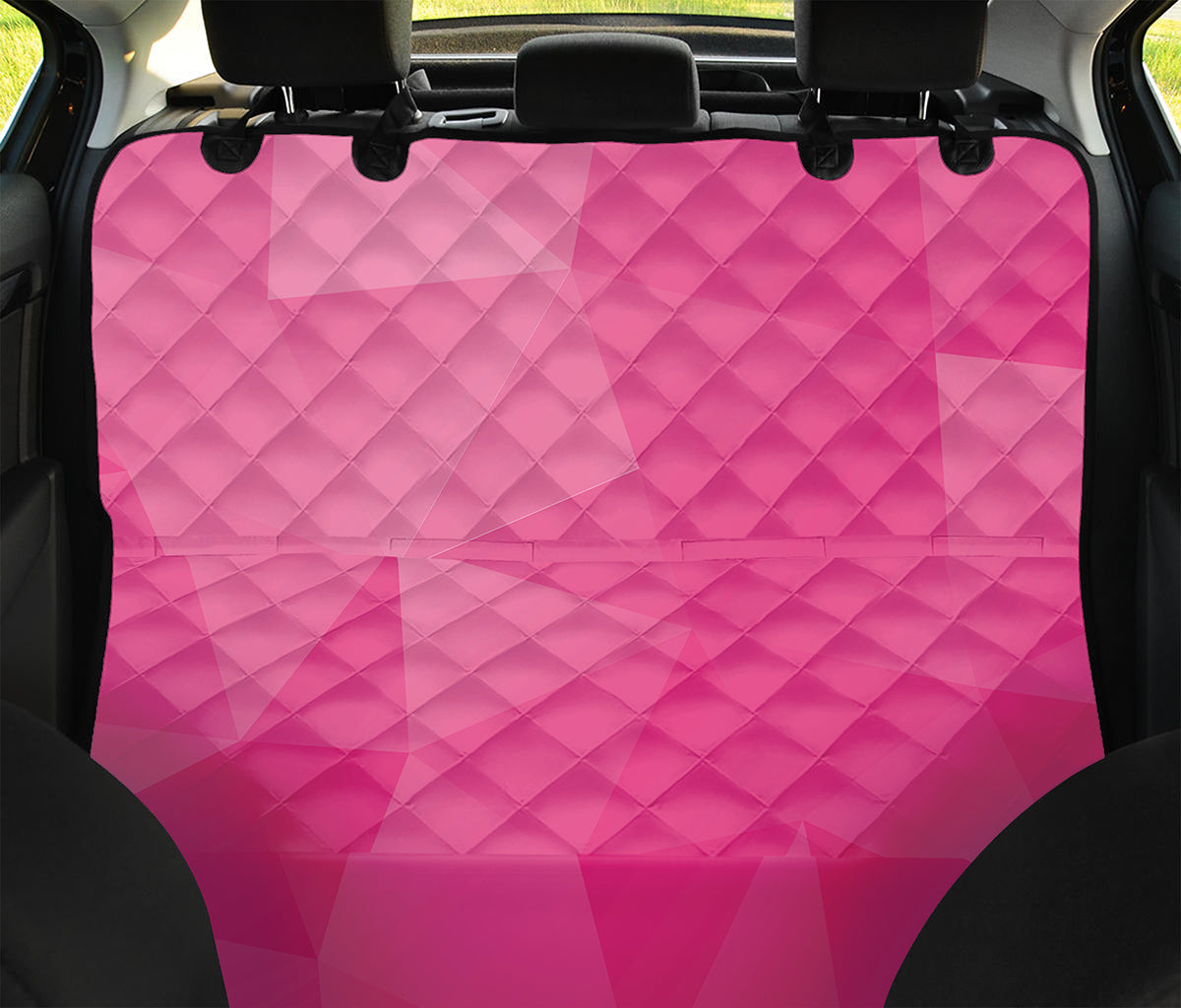 Pink Polygonal Geometric Print Pet Car Back Seat Cover