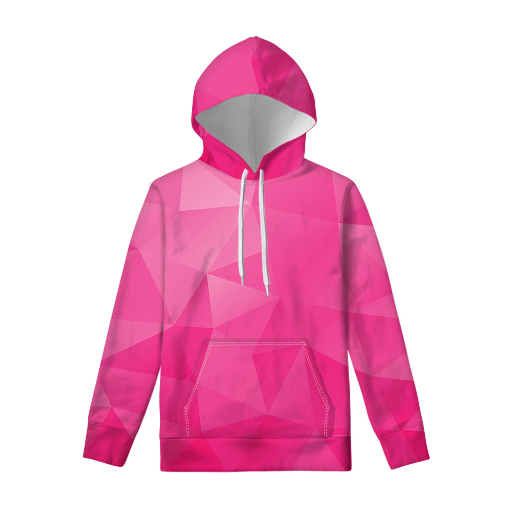 Pink Polygonal Geometric Print Pullover Hoodie