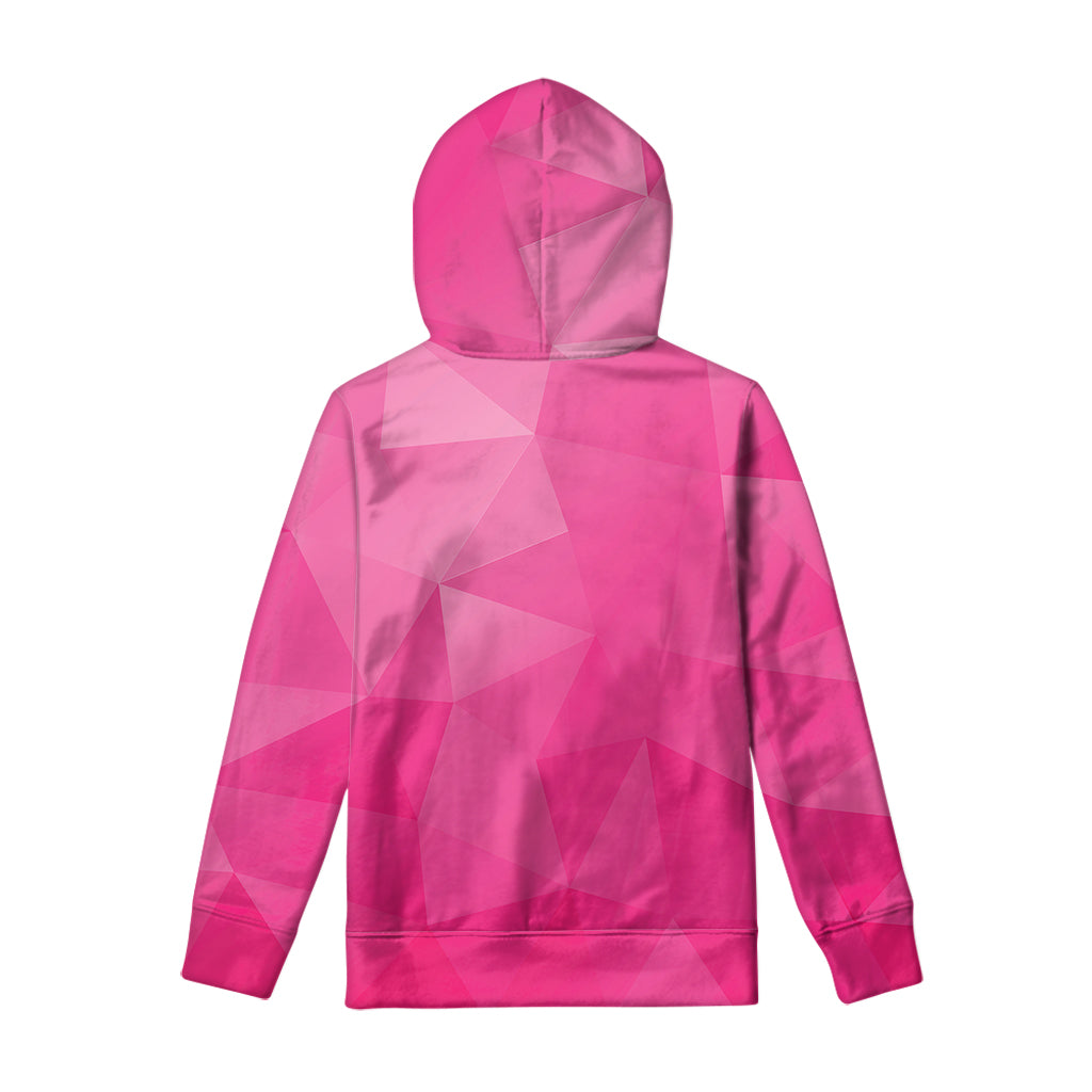 Pink Polygonal Geometric Print Pullover Hoodie