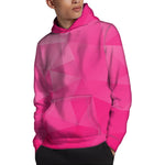 Pink Polygonal Geometric Print Pullover Hoodie