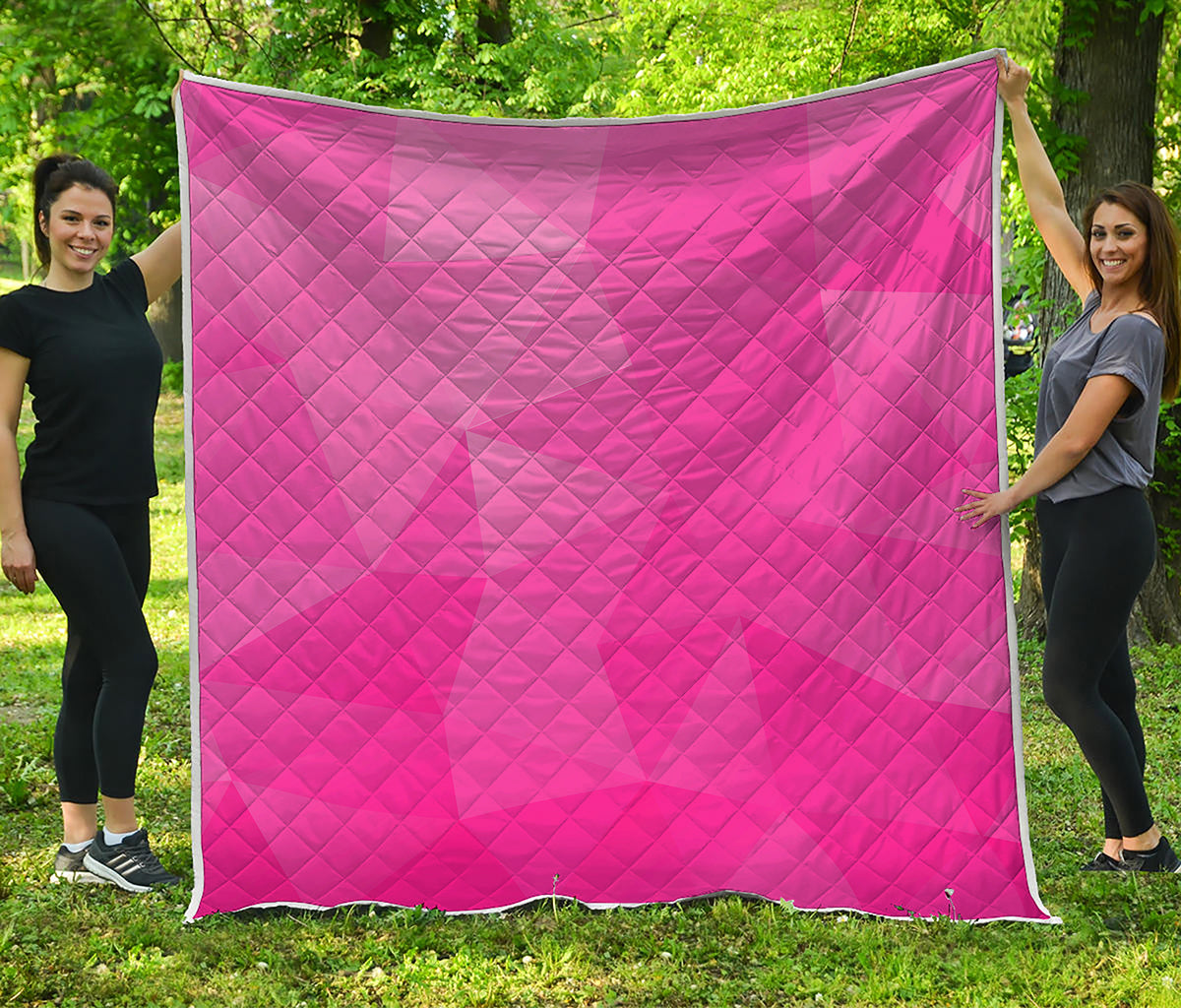 Pink Polygonal Geometric Print Quilt