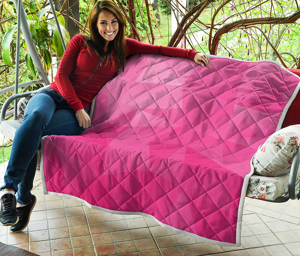 Pink Polygonal Geometric Print Quilt