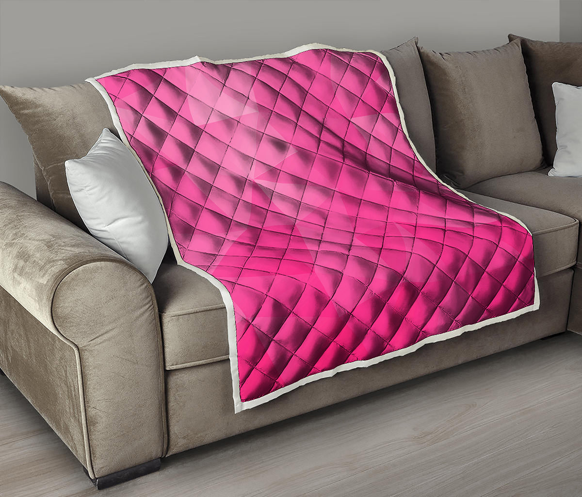 Pink Polygonal Geometric Print Quilt