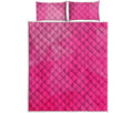 Pink Polygonal Geometric Print Quilt Bed Set