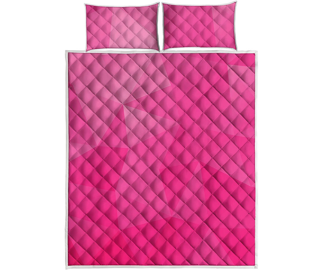 Pink Polygonal Geometric Print Quilt Bed Set