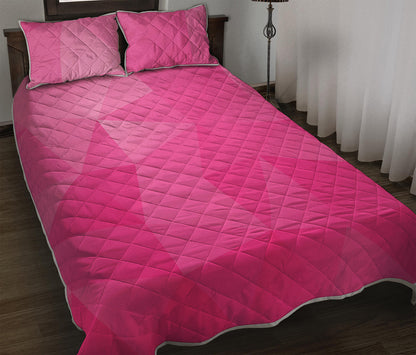 Pink Polygonal Geometric Print Quilt Bed Set