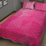 Pink Polygonal Geometric Print Quilt Bed Set