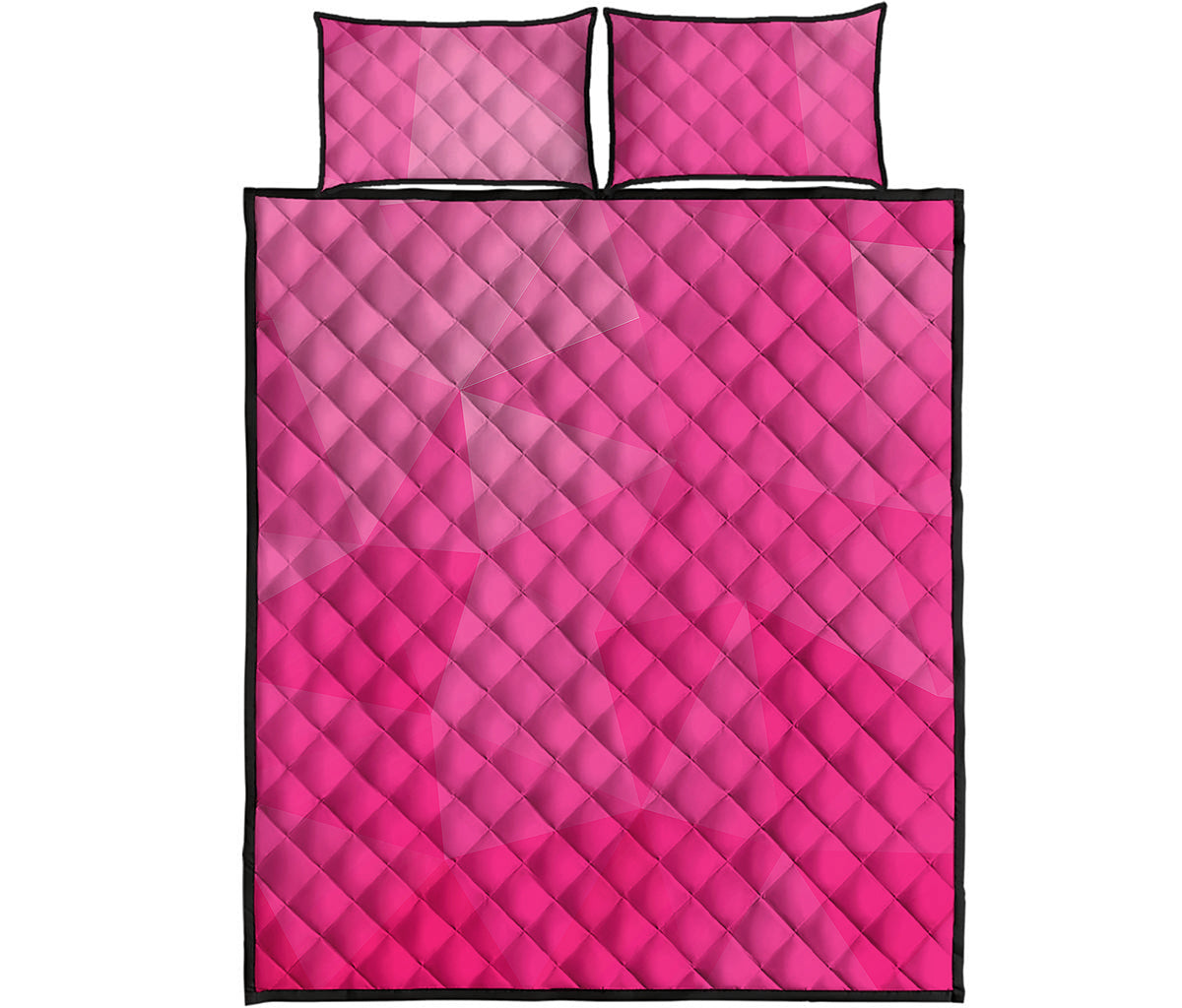 Pink Polygonal Geometric Print Quilt Bed Set