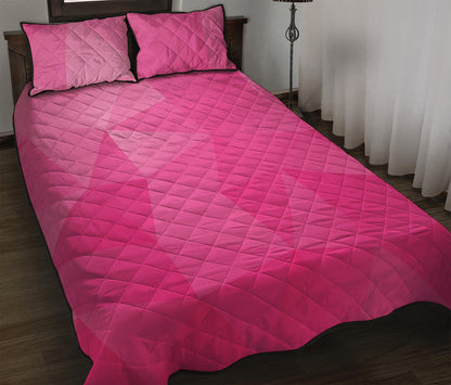 Pink Polygonal Geometric Print Quilt Bed Set