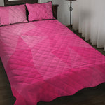 Pink Polygonal Geometric Print Quilt Bed Set