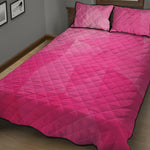 Pink Polygonal Geometric Print Quilt Bed Set