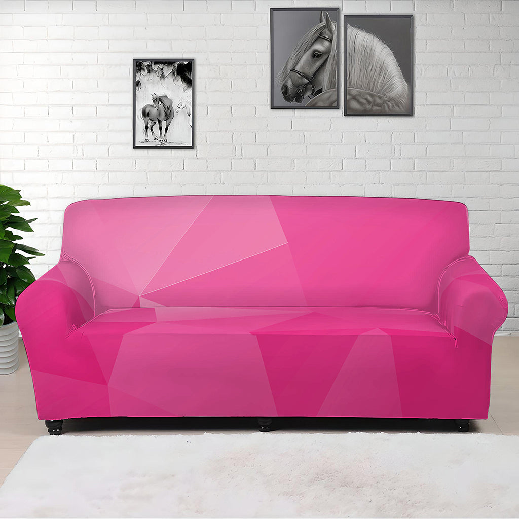 Pink Polygonal Geometric Print Sofa Cover