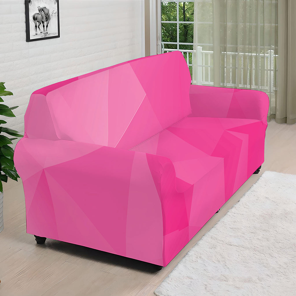 Pink Polygonal Geometric Print Sofa Cover