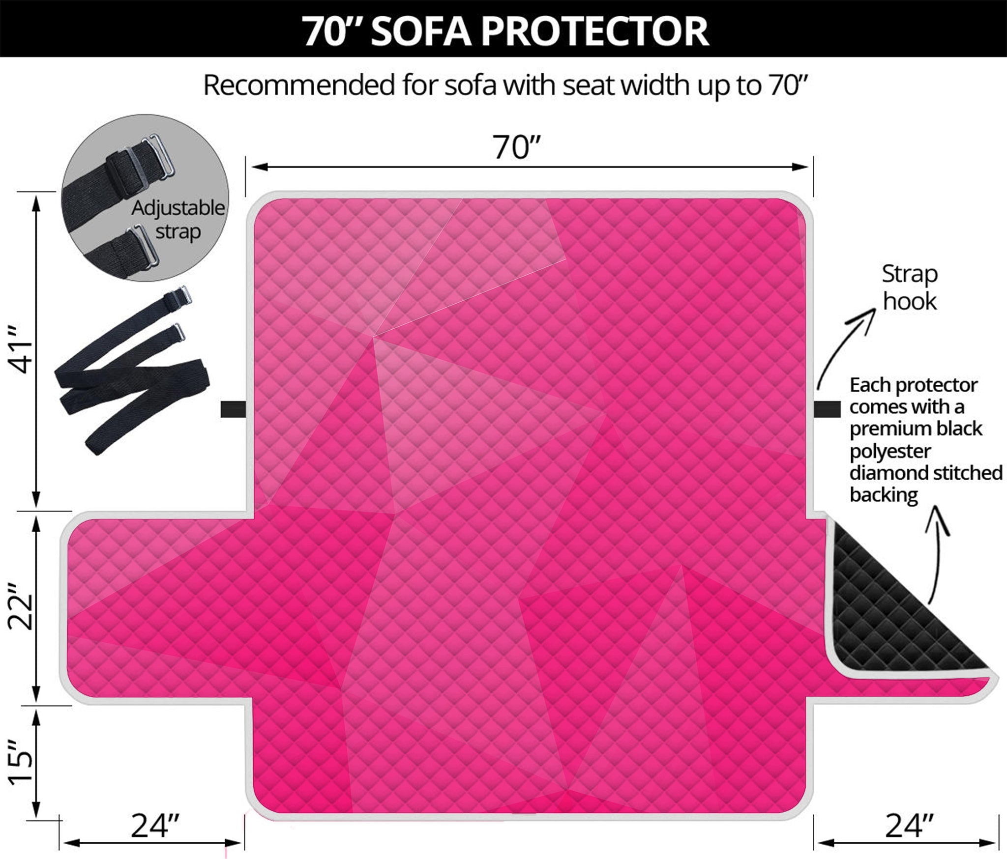 Pink Polygonal Geometric Print Sofa Protector