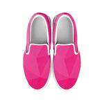 Pink Polygonal Geometric Print White Slip On Shoes