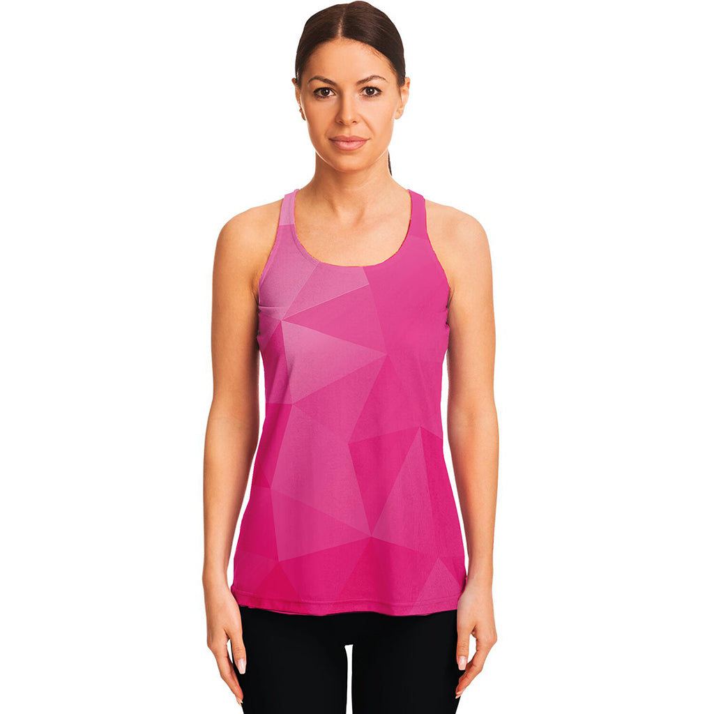 Pink Polygonal Geometric Print Women's Racerback Tank Top